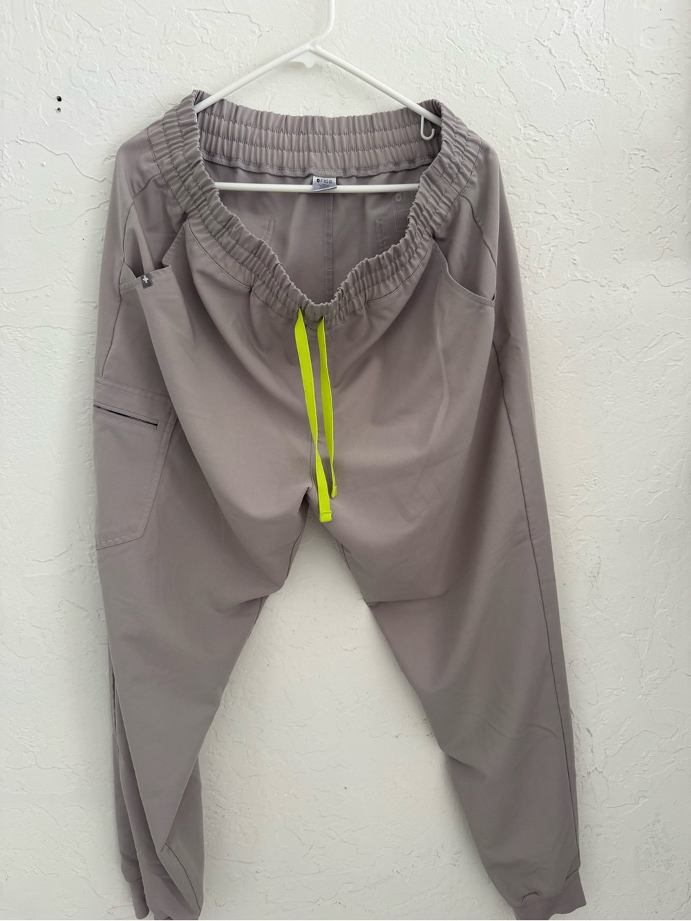 Women’s Figs Grey Jogger scrubs with Neon Drawstring